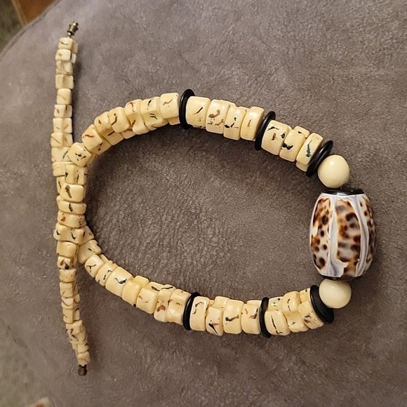 Vtg Estate Baroque Tiger Cowrie Shell Bone Beaded Tribal Nomad Necklace - Picture 8 of 11